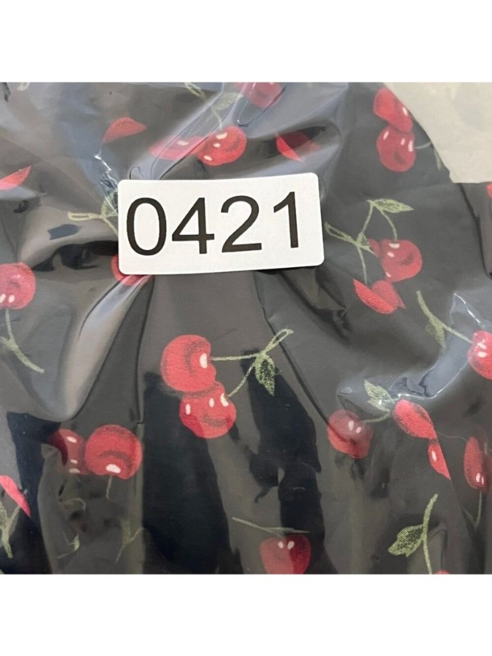 Cherry Print Mini Romper Dress Puff Milkmaid Sleeves Cutout Tie Back Size M Y2K - Picture 11 of 12